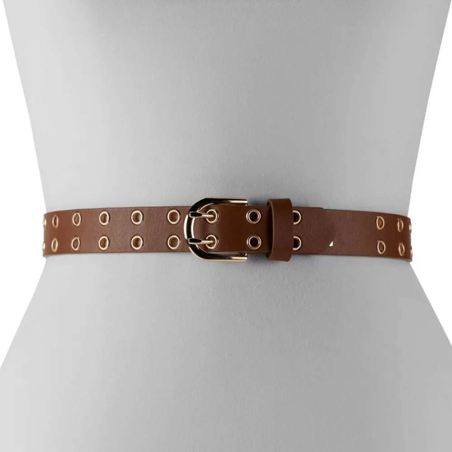 Accessories * | Women'S Nine West Double Row Grommet Belt