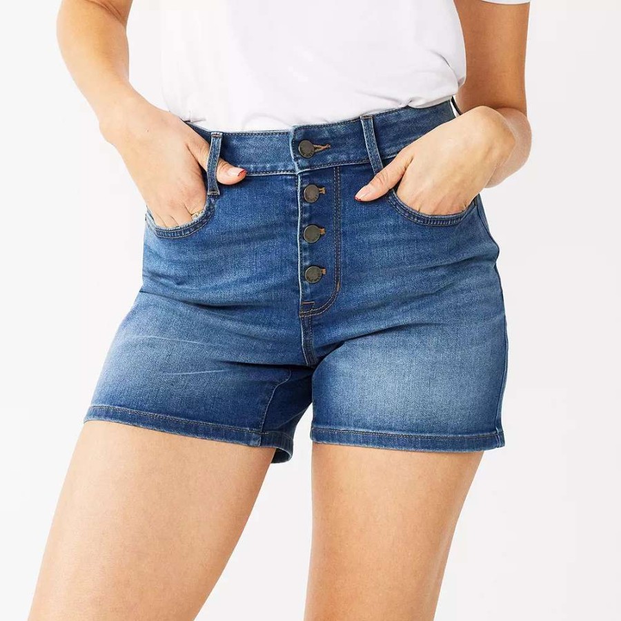 Clothing * | Women'S Nine West Slimming Button Front High-Waisted Shorts