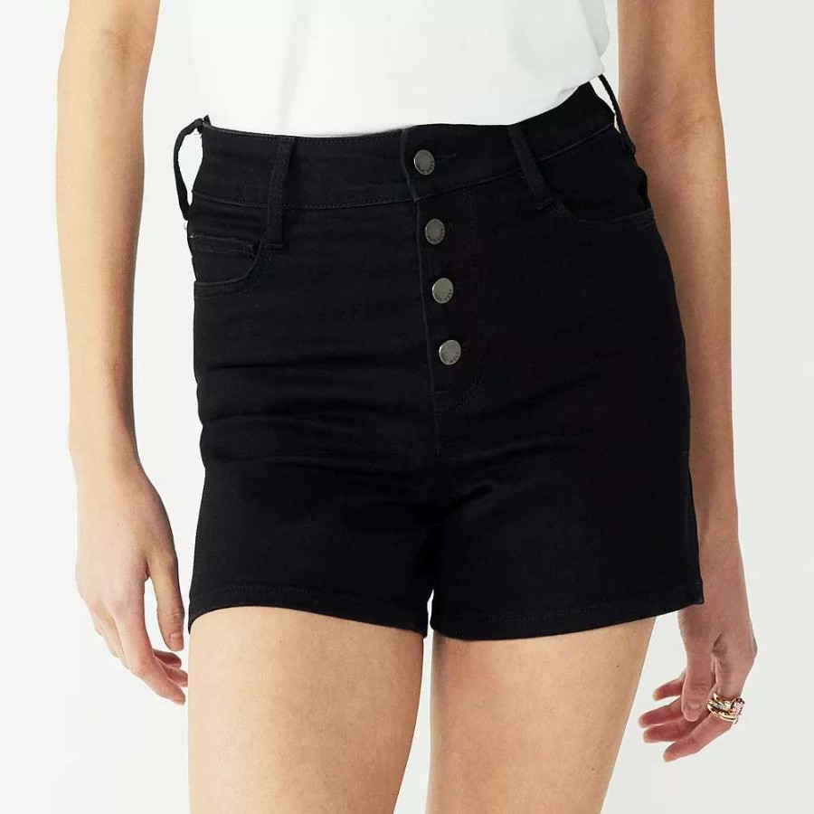 Clothing * | Women'S Nine West Slimming Button Front High-Waisted Shorts