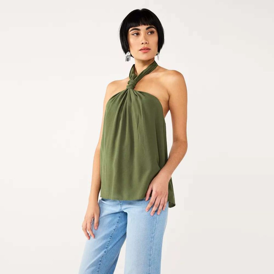 Clothing * | Women'S Nine West Knot Halter Blouse