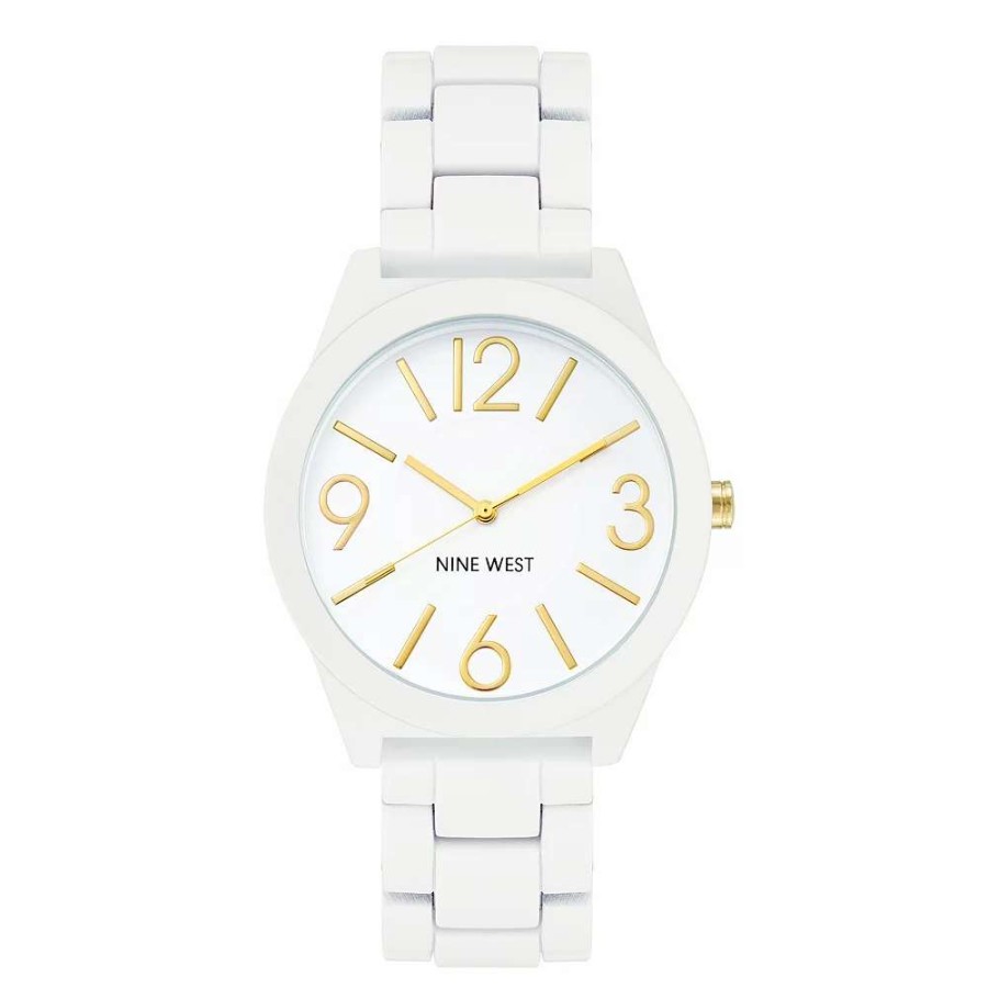 Watches * | Nine West Women'S White Rubberized Link Watch