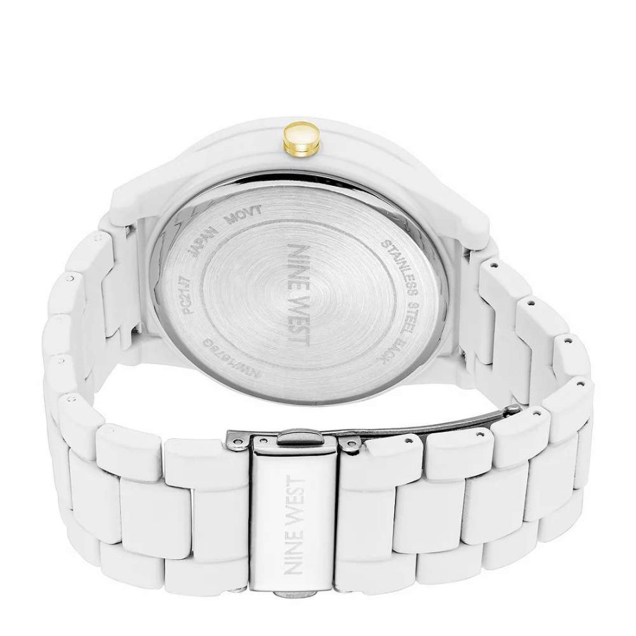 Watches * | Nine West Women'S White Rubberized Link Watch