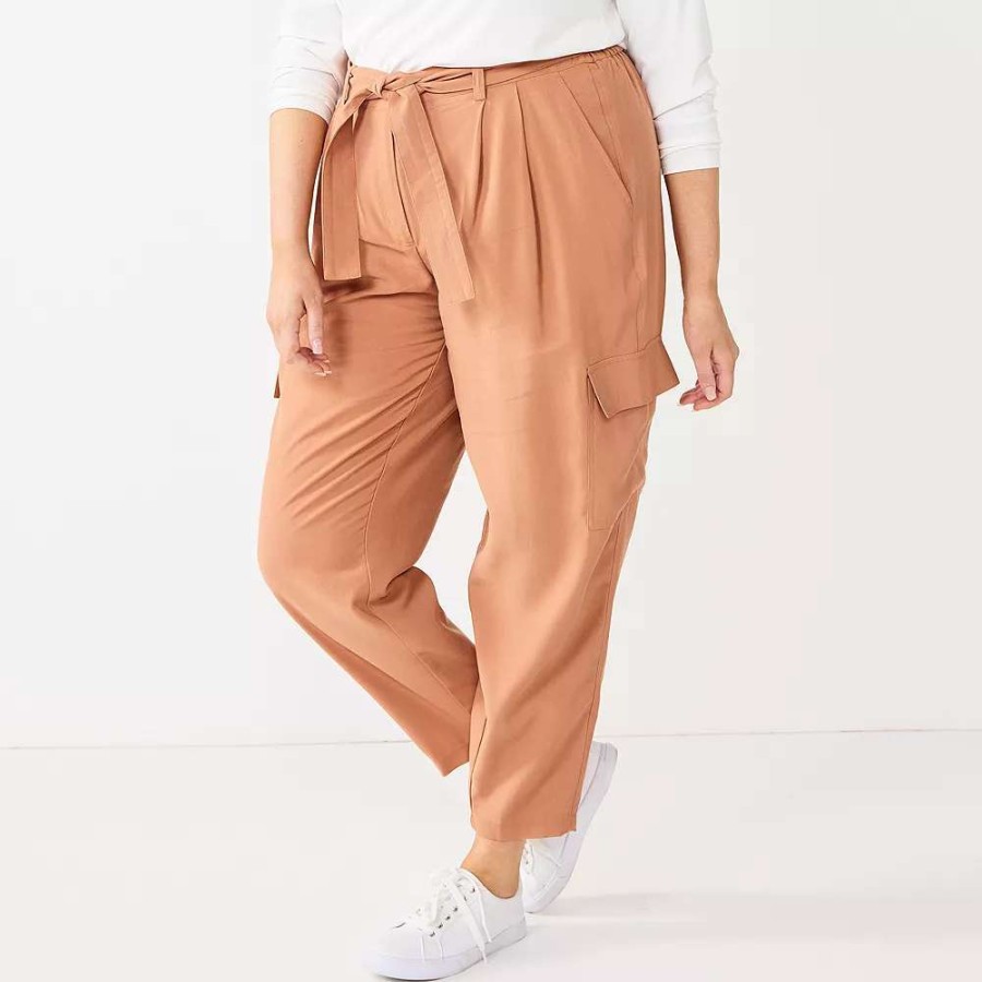 Clothing * | Plus Size Nine West High-Waisted Tapered Pants