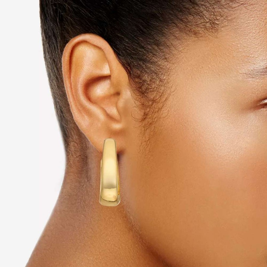 Jewelry * | Nine West Gold Tone Crescent Hoop Earrings