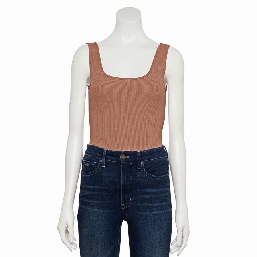 Clothing * | Women'S Nine West Rib Scoopneck Tank Bodysuit