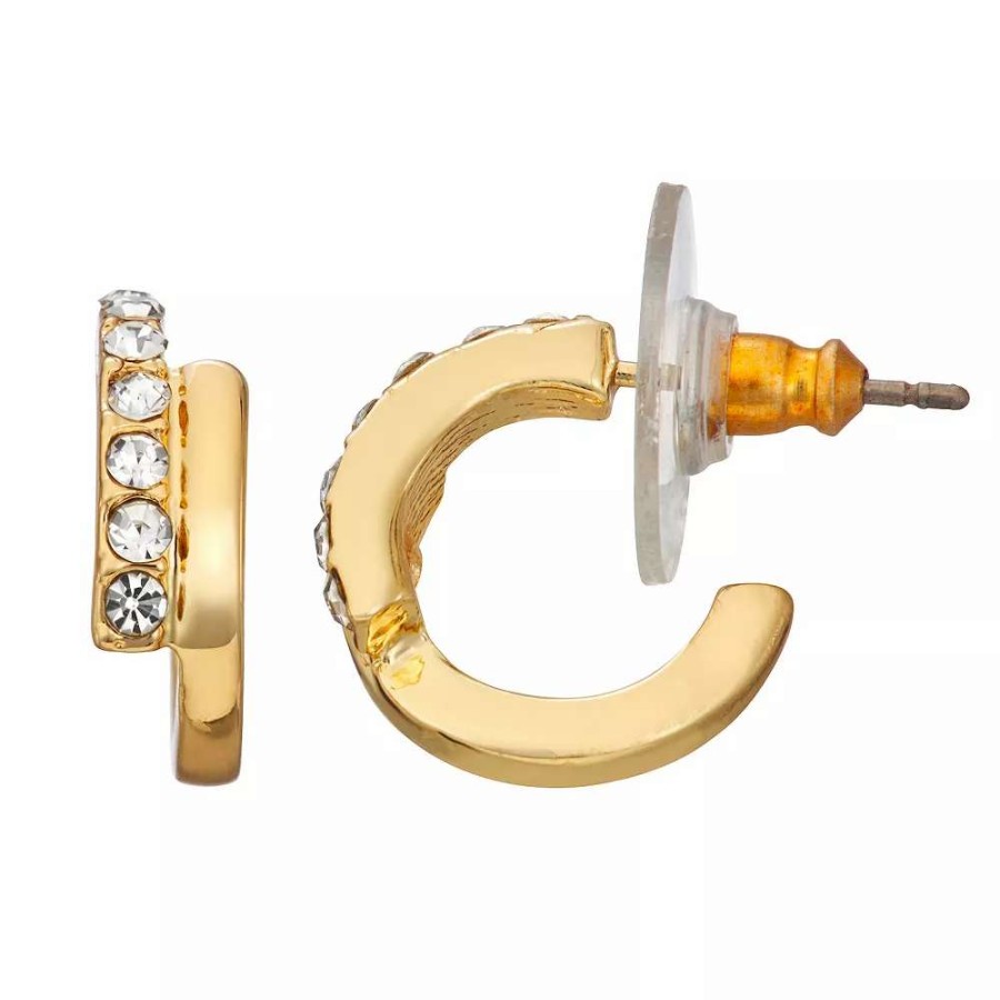 Jewelry * | Nine West Gold Tone Bypass Huggie Hoop Earrings