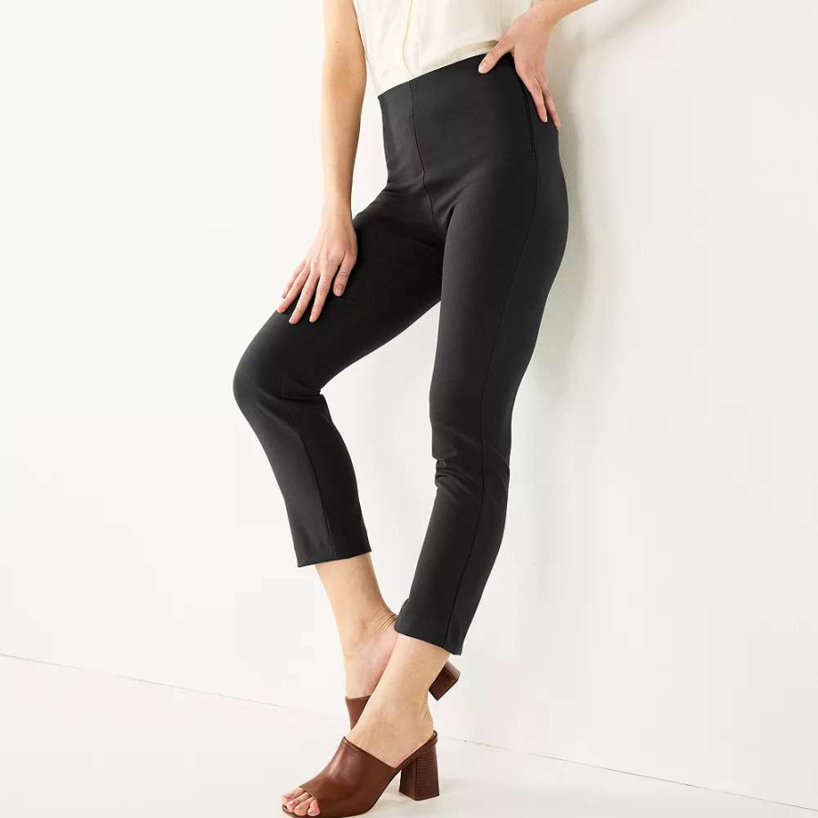 Clothing * | Petite Nine West Side Zip High-Waisted Skinny Ankle Pants