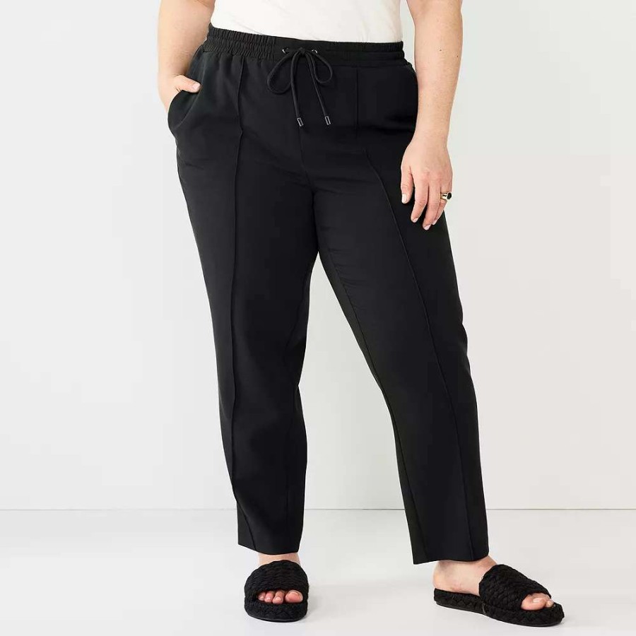 Clothing * | Plus Size Nine West Twill Pintuck Jogger Pants