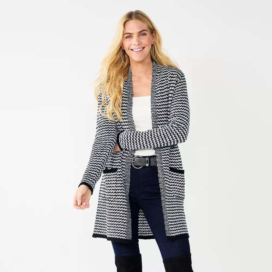 Clothing * | Women'S Nine West Jacquard Long Cardigan