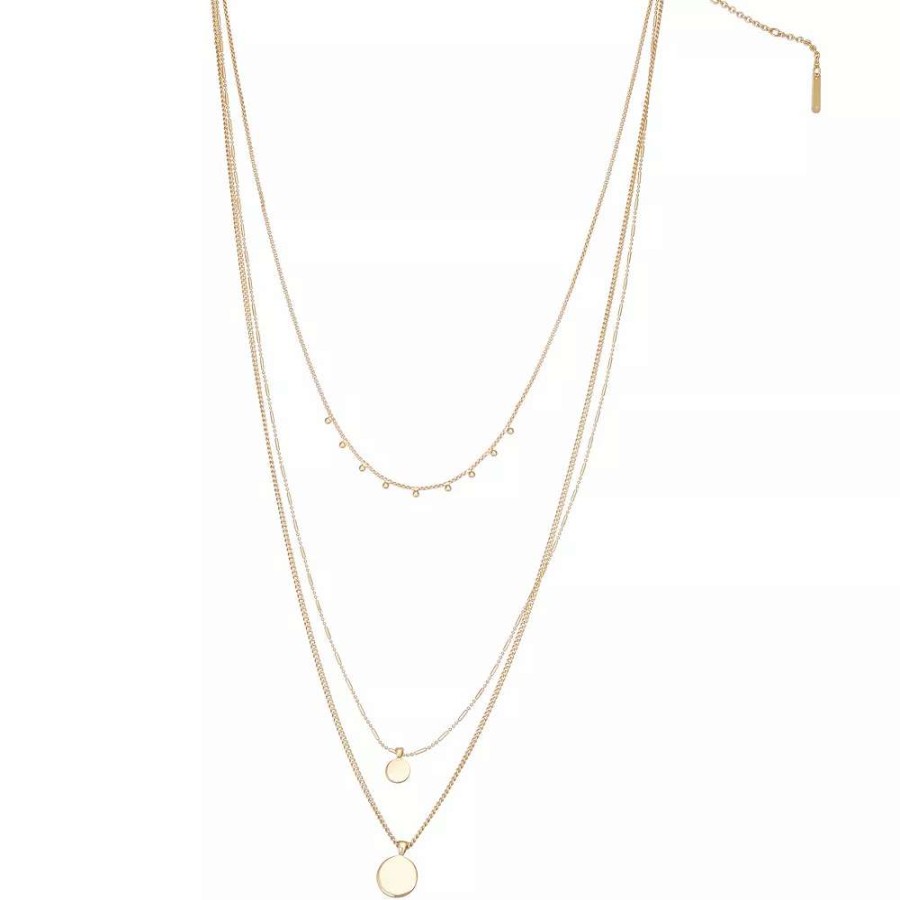 Jewelry * | Nine West Gold Tone 3 Row Pendant Necklace