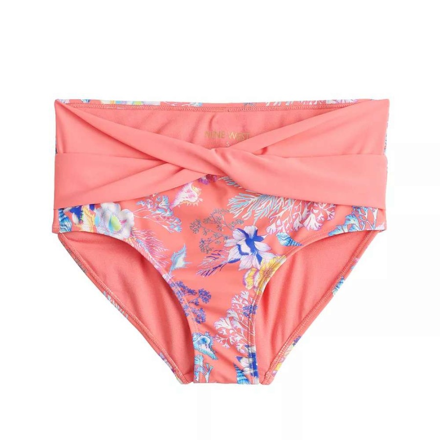 Clothing * | Women'S Nine West Twist High-Waist Swim Bottoms