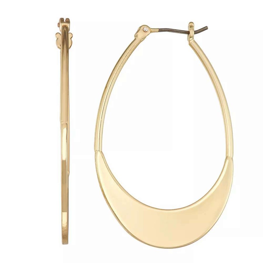 Jewelry * | Nine West Flat Bottom Oval Hoop Earrings