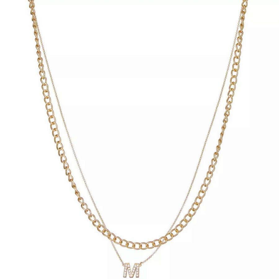 Jewelry * | Nine West Multi-Row Initial "M" Pendant Necklace