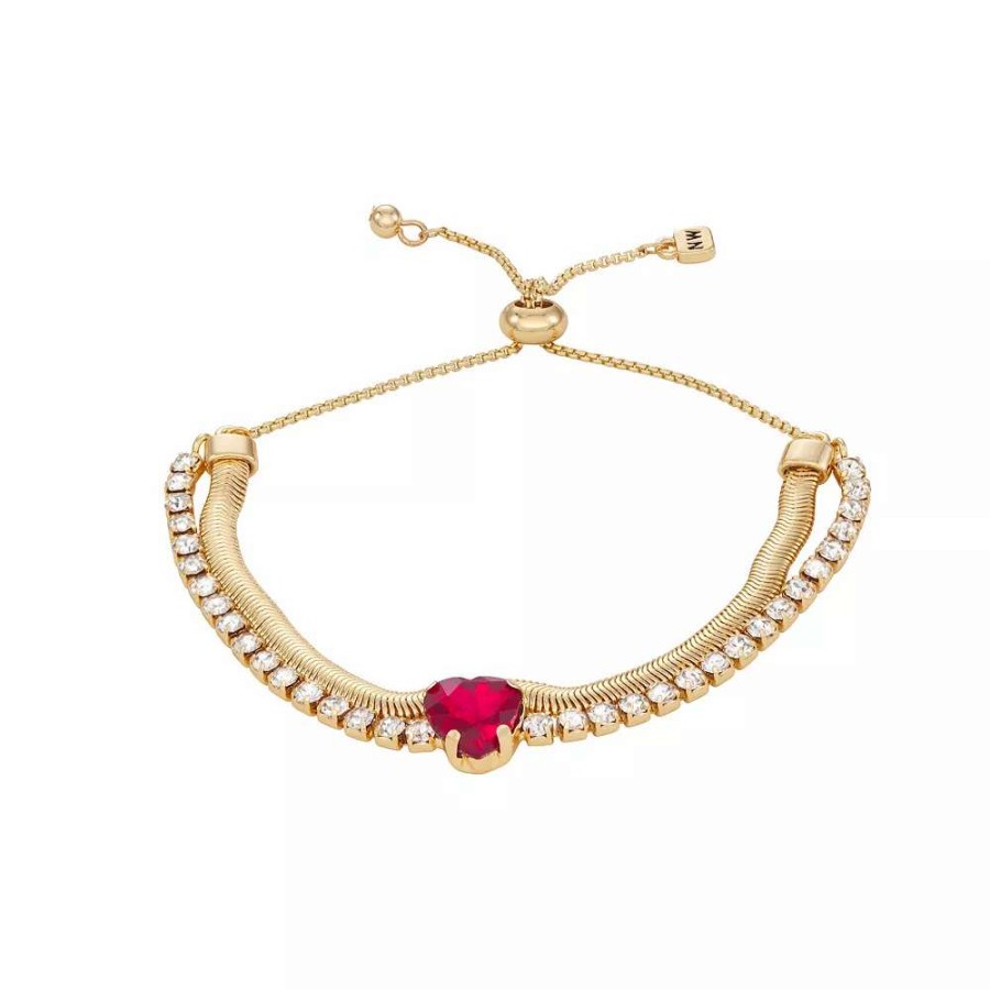 Jewelry * | Nine West Gold Tone Heart Slider Bracelet