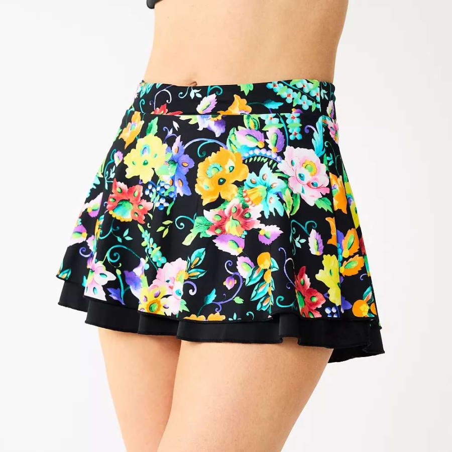 Clothing * | Women'S Nine West Reversible Floral Swim Skirt