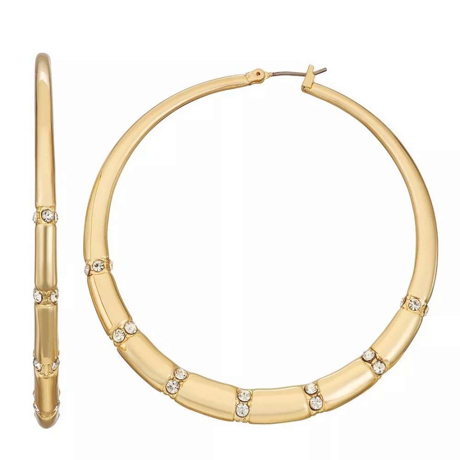 Jewelry * | Nine West Gold Tone Large Click-It Hoop Earrings