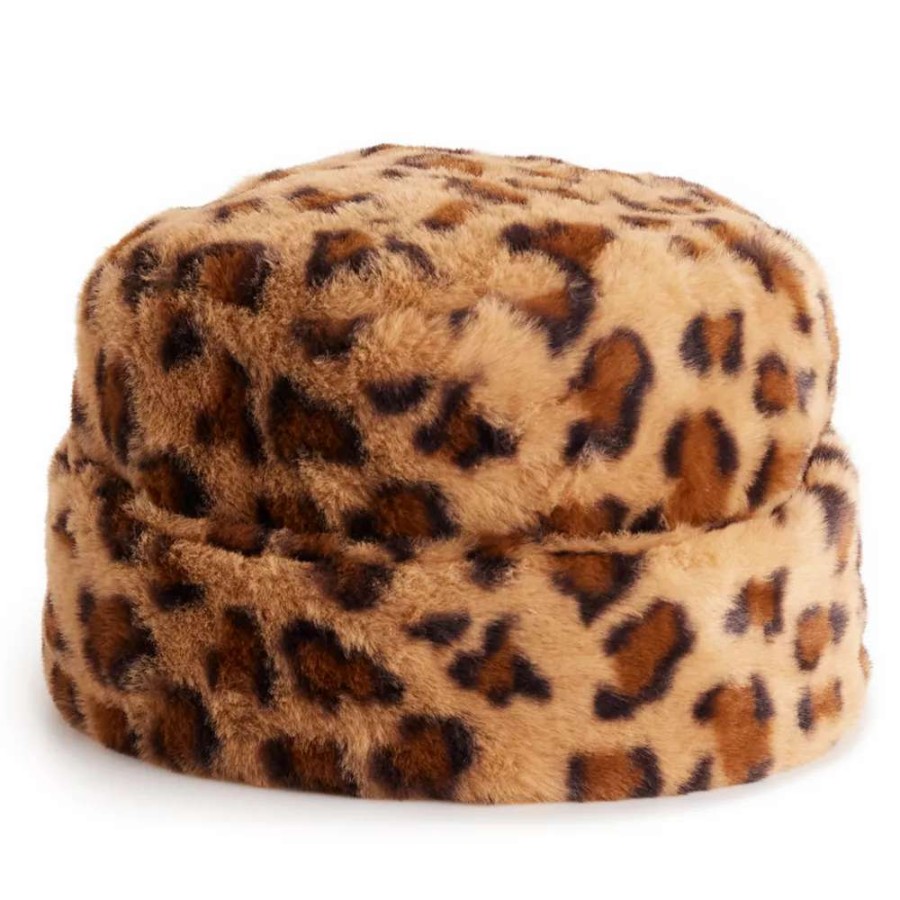 Accessories * | Women'S Nine West Leopard Print Faux Fur Cuffed Cloche Hat