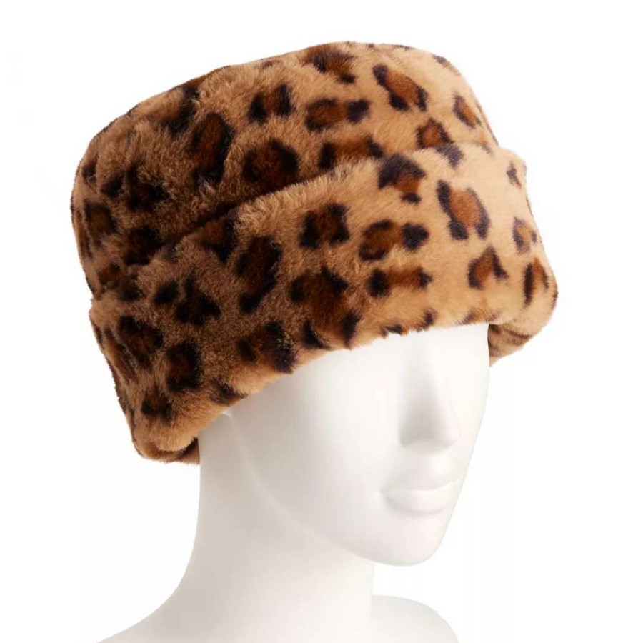 Accessories * | Women'S Nine West Leopard Print Faux Fur Cuffed Cloche Hat