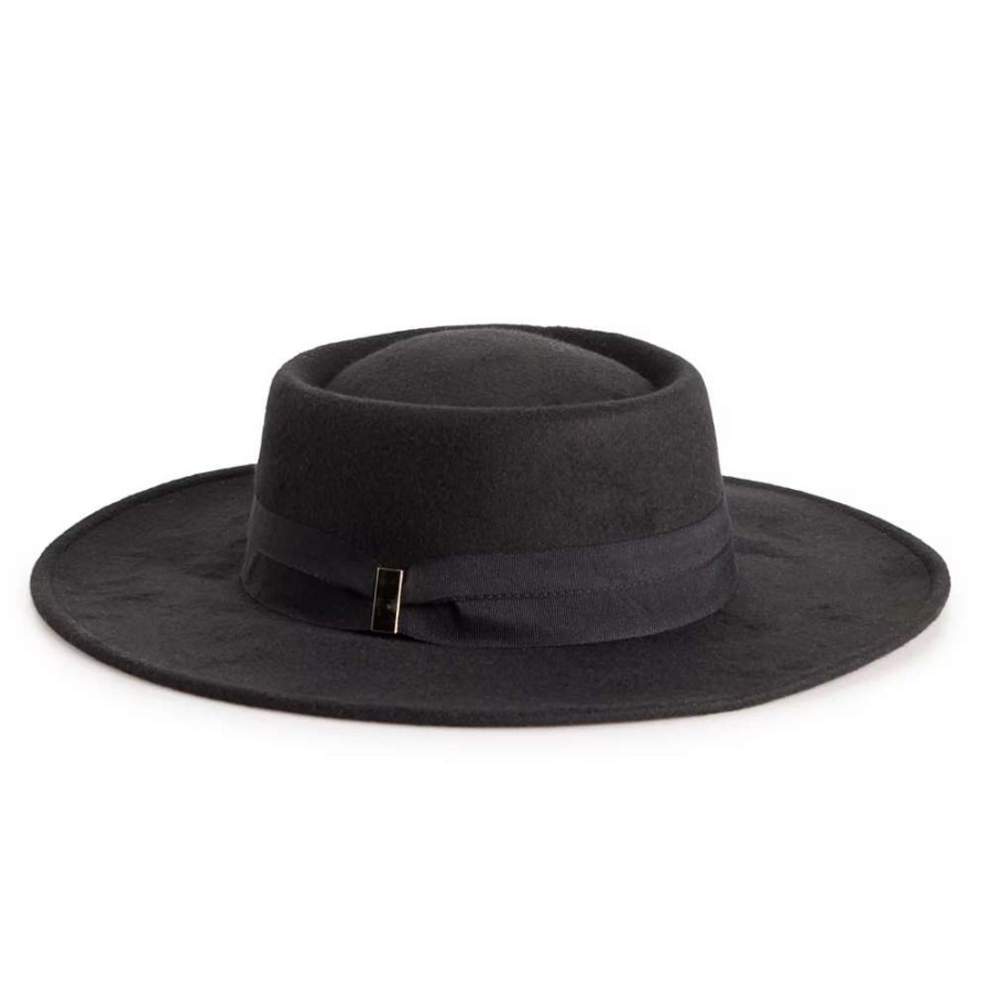 Accessories * | Women'S Nine West Felt Telescope Boater Hat