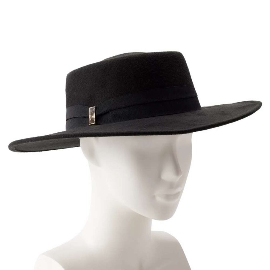 Accessories * | Women'S Nine West Felt Telescope Boater Hat