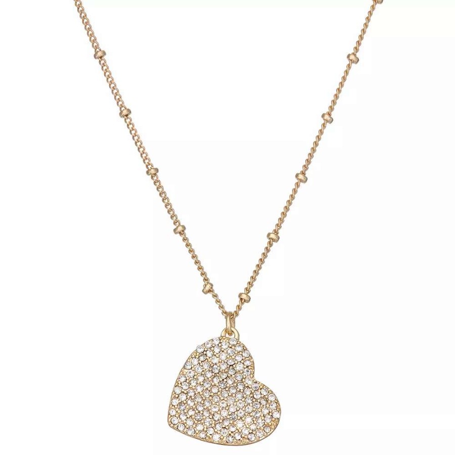 Jewelry * | Nine West Pave Heart Pendant Necklace