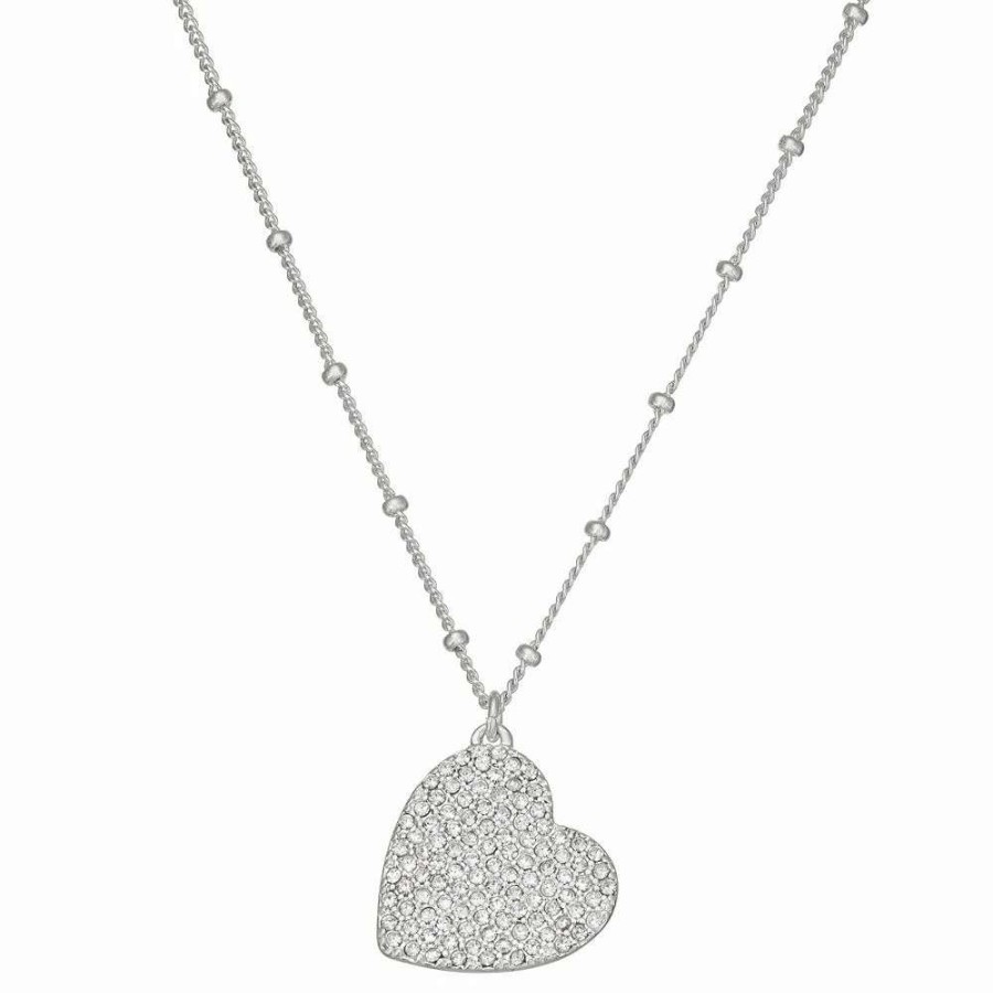 Jewelry * | Nine West Pave Heart Pendant Necklace