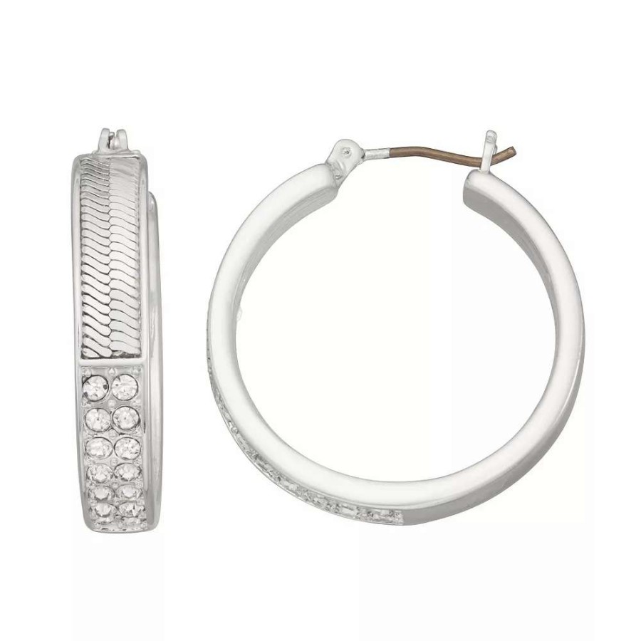 Jewelry * | Nine West Pave Click-It Hoop Earrings