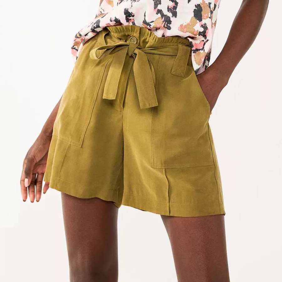 Clothing * | Women'S Nine West High-Waisted Paperbag Utility Shorts