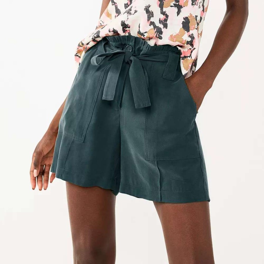 Clothing * | Women'S Nine West High-Waisted Paperbag Utility Shorts