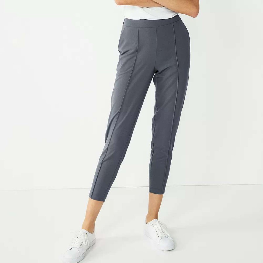 Clothing * | Women'S Nine West Curvy Relaxed Pintucked Crop Pants