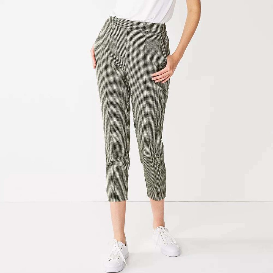 Clothing * | Women'S Nine West Curvy Relaxed Pintucked Crop Pants