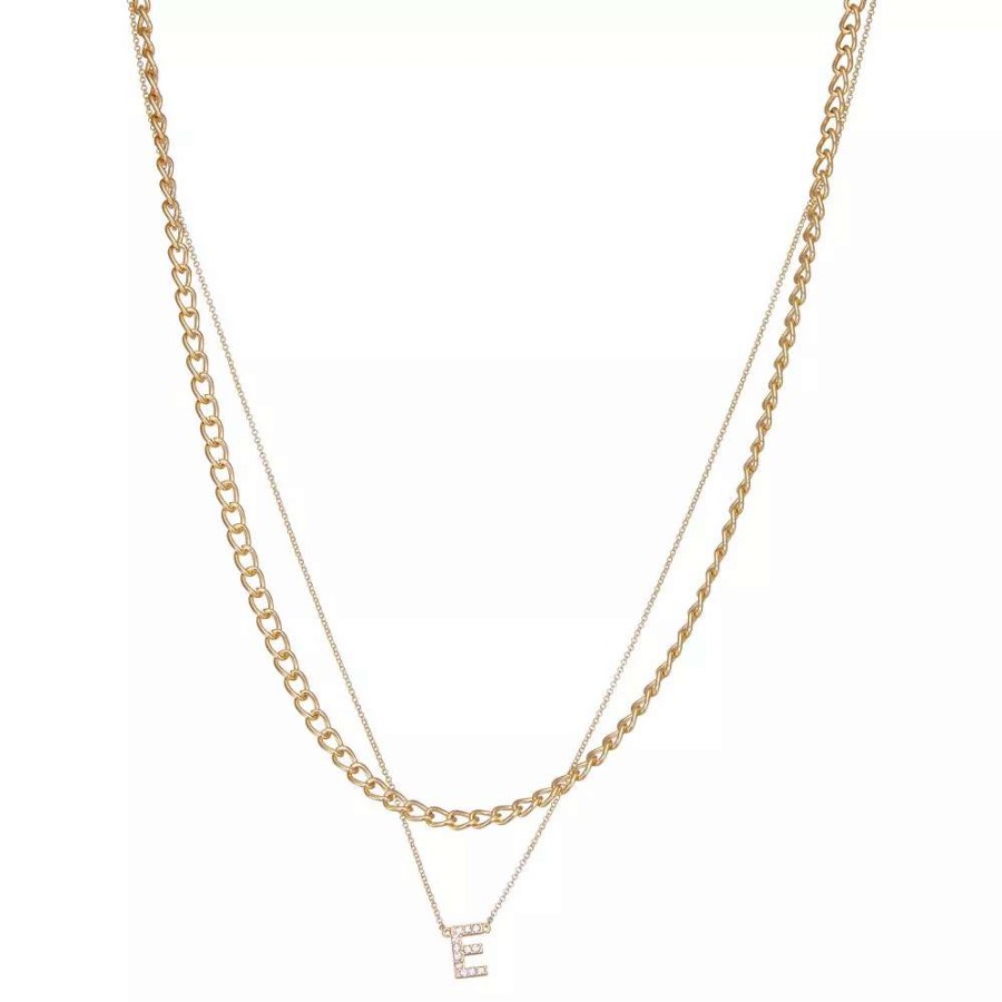 Jewelry * | Nine West Multi-Row Initial "E" Pendant Necklace