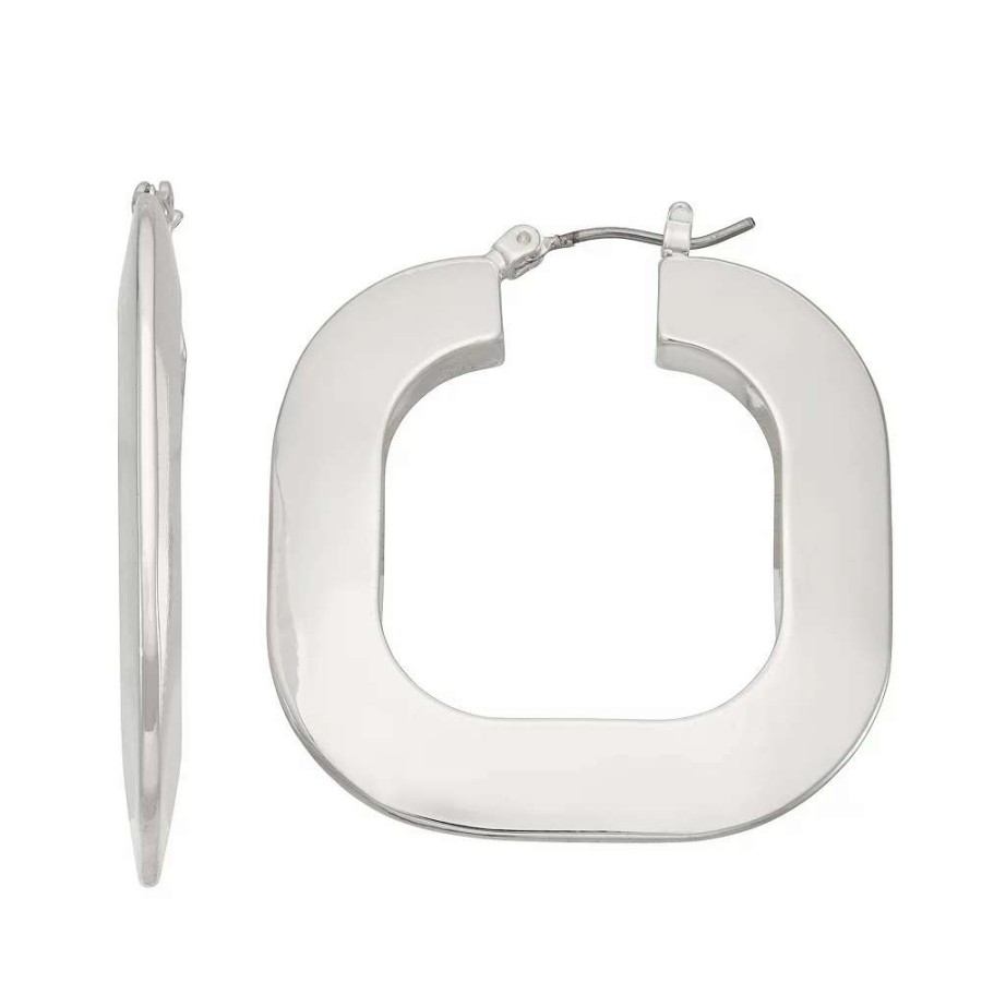 Jewelry * | Nine West Silver Tone Hoop Earrings