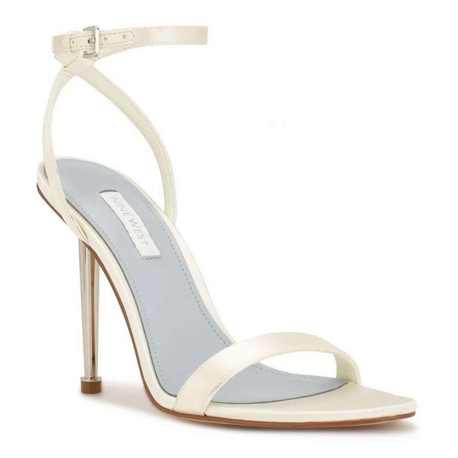 Shoes * | Nine West Reina Women'S Stiletto Dress Sandals Ivory Satin