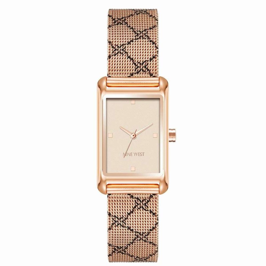 Watches * | Nine West Women'S Silver Tone Metal Mesh Watch