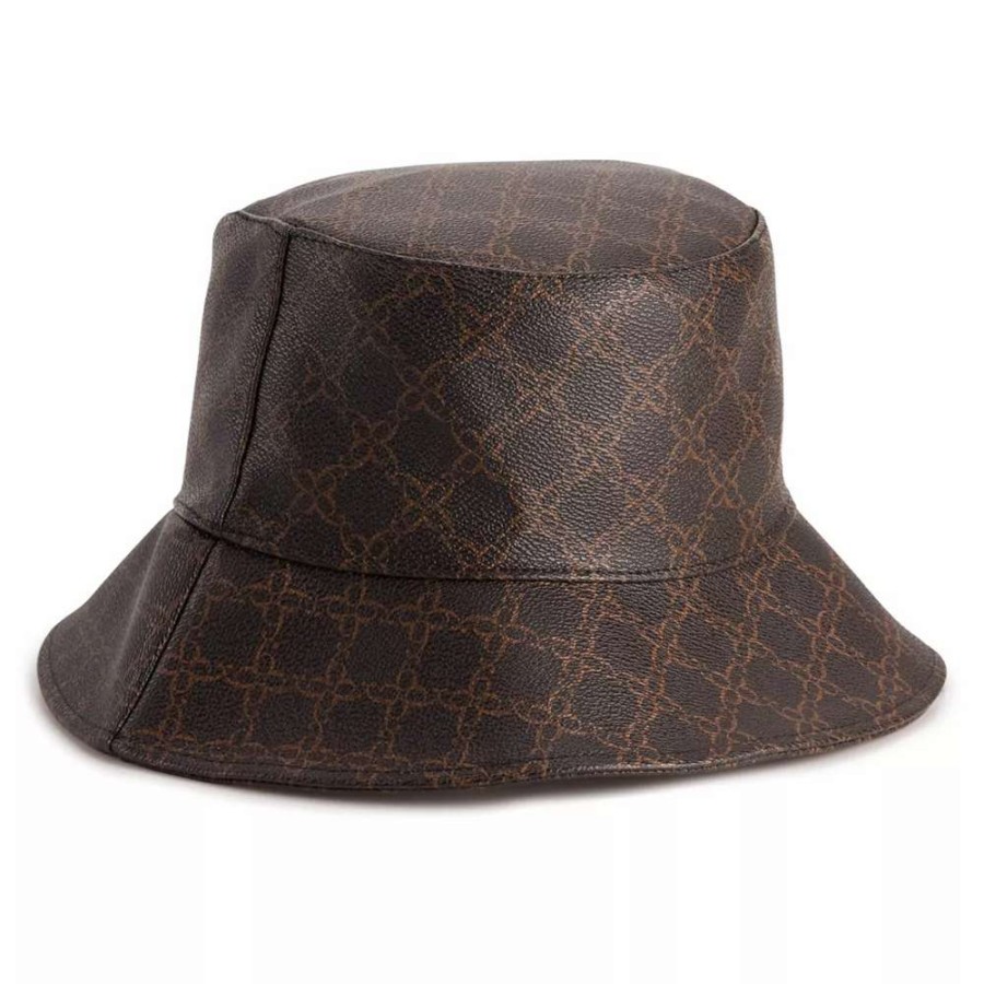 Accessories * | Women'S Nine West Vegan Leather Lattice Pattern Bucket Hat