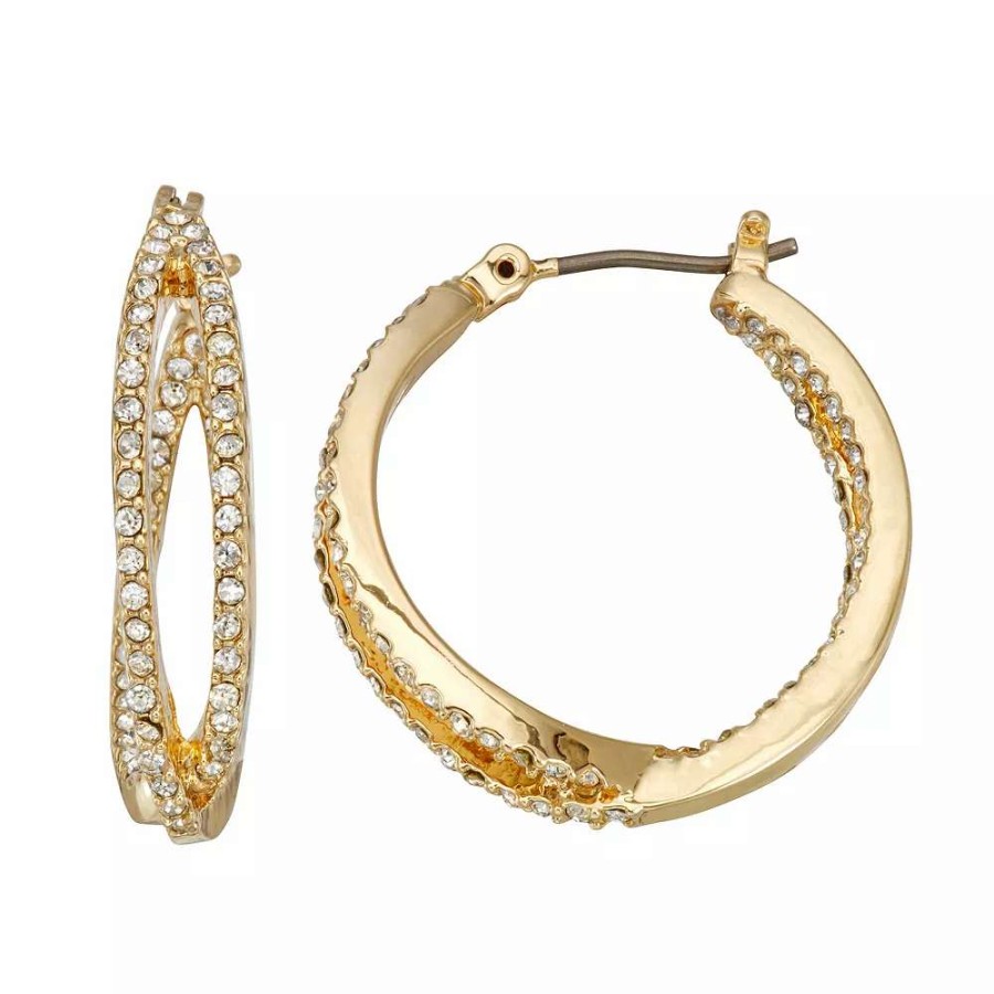 Jewelry * | Nine West Simulated Crystal Crossed Hoop Earrings