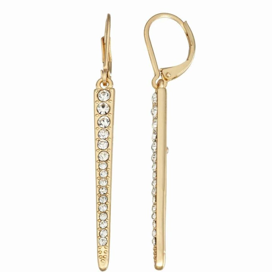 Jewelry * | Nine West Gold Tone Simulated Crystal Linear Drop Earrings