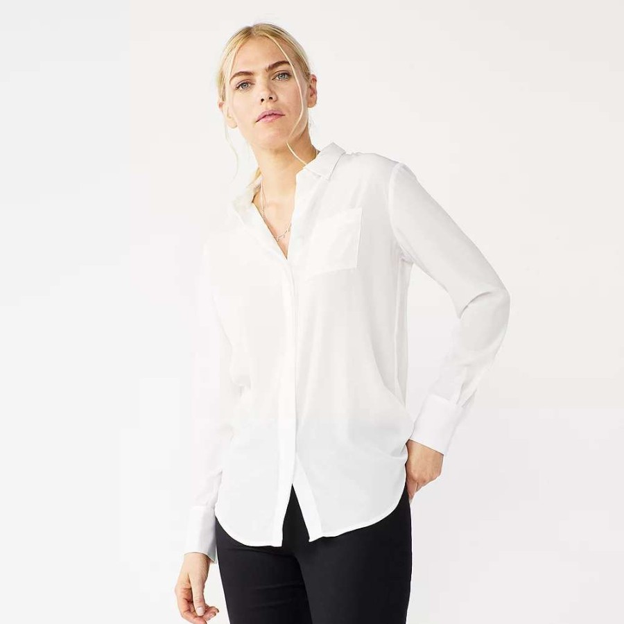 Clothing * | Women'S Nine West Drapey Button Down Shirt