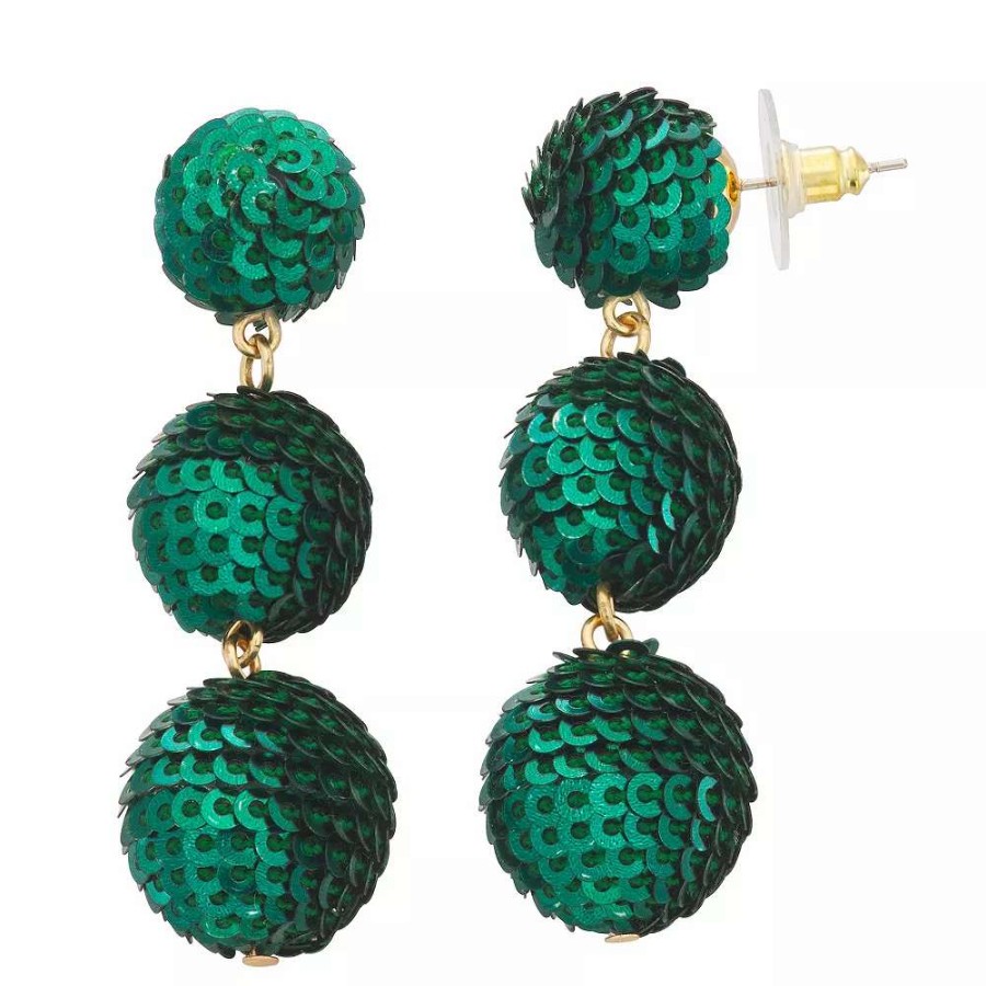 Jewelry * | Nine West Sequins Disco Triple Drop Earrings