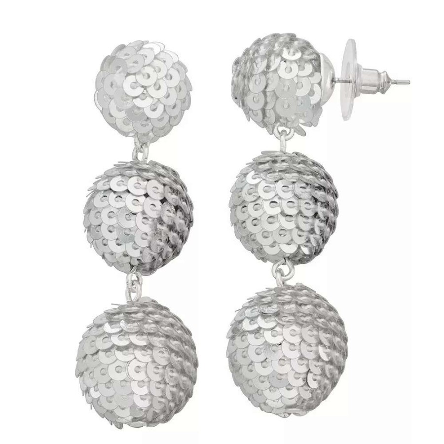 Jewelry * | Nine West Sequins Disco Triple Drop Earrings