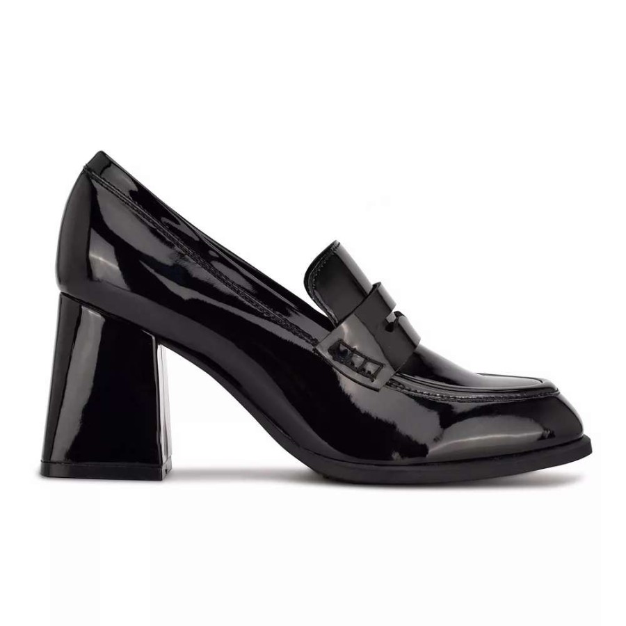 Shoes * | Nine West Zest Women'S Heeled Loafers Black Patent