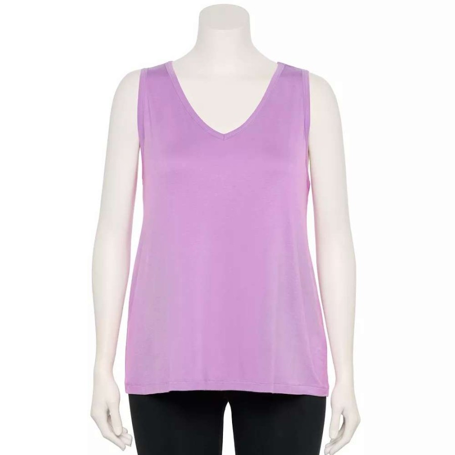 Clothing * | Plus Size Nine West Essential Easy V-Neck Tank