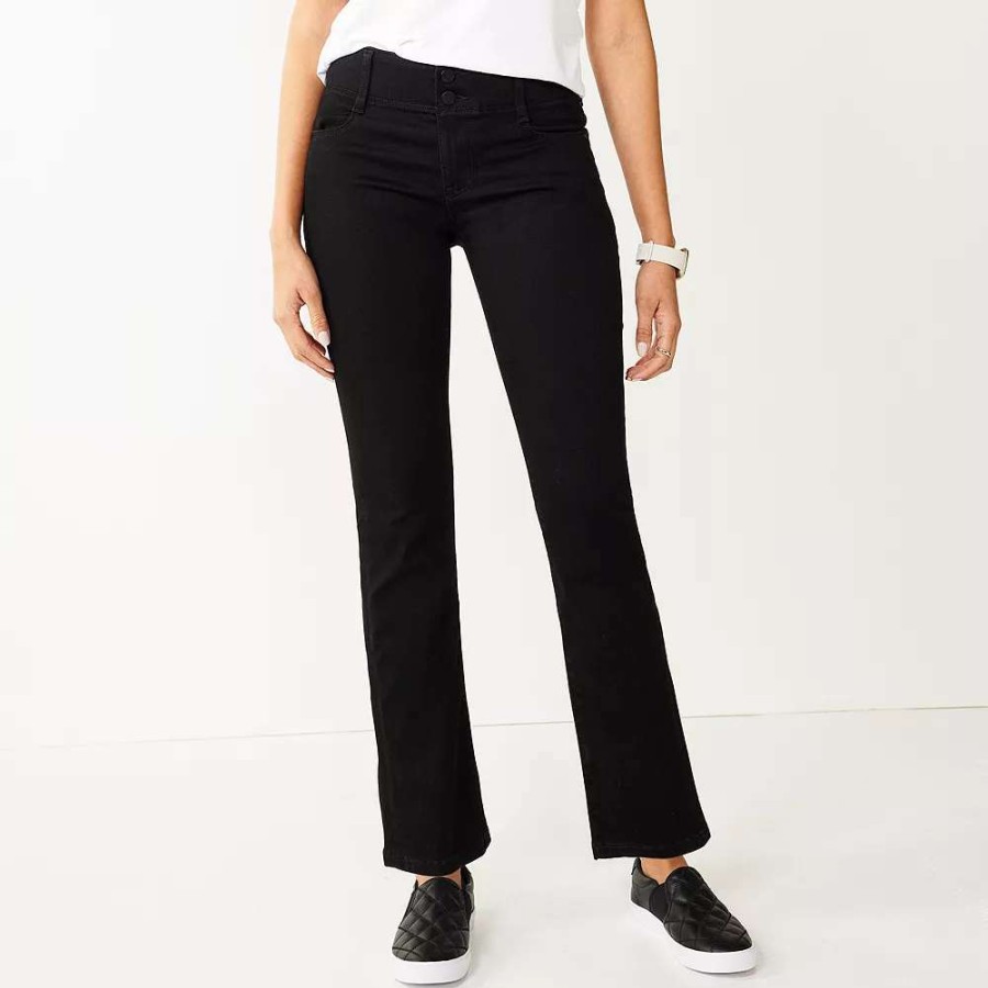 Clothing * | Women'S Nine West Tummy-Control Bootcut Jeans Black