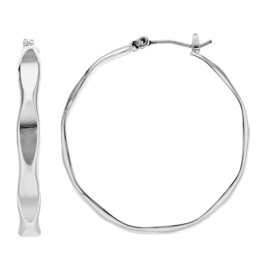 Jewelry * | Nine West Wavy Flat Hoop Earrings