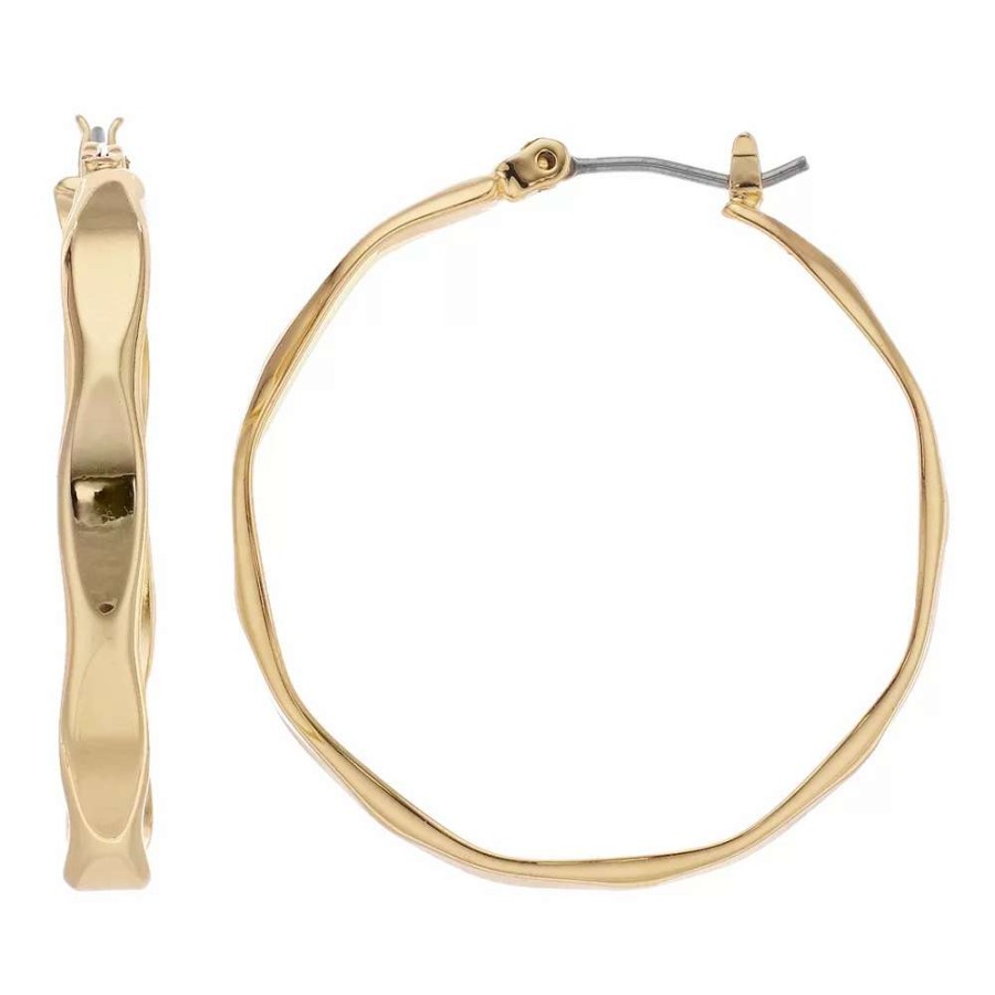 Jewelry * | Nine West Wavy Flat Hoop Earrings