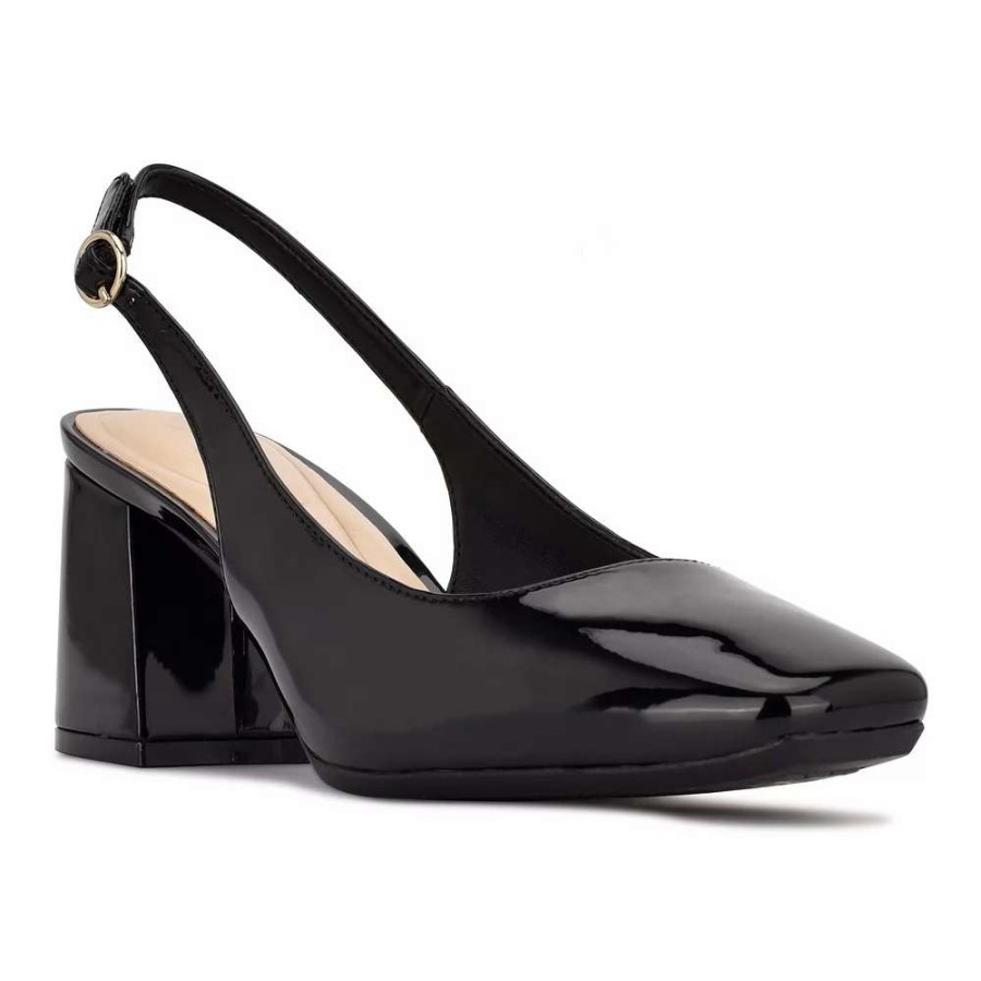 Shoes * | Nine West Vila 9 9 Women'S Slingback Heels Black Patent