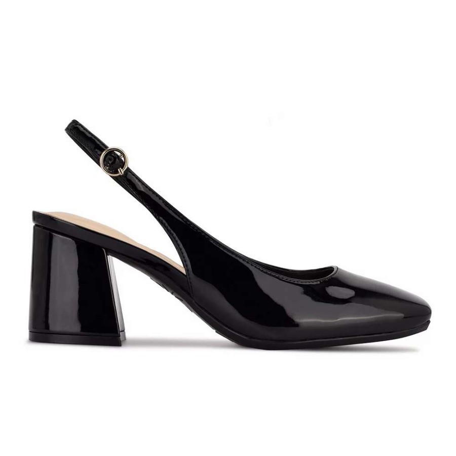 Shoes * | Nine West Vila 9 9 Women'S Slingback Heels Black Patent