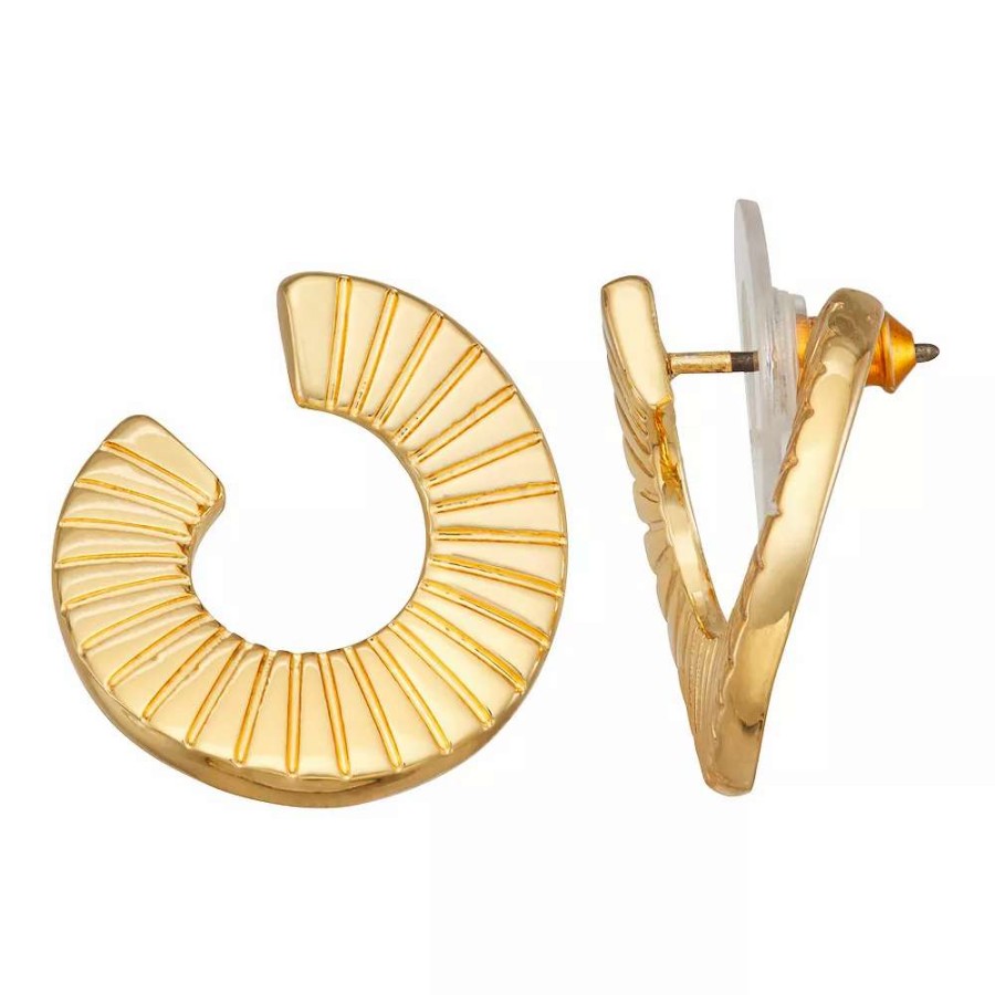 Jewelry * | Nine West Gold Tone Front-To-Back Open Circle Stud Earrings