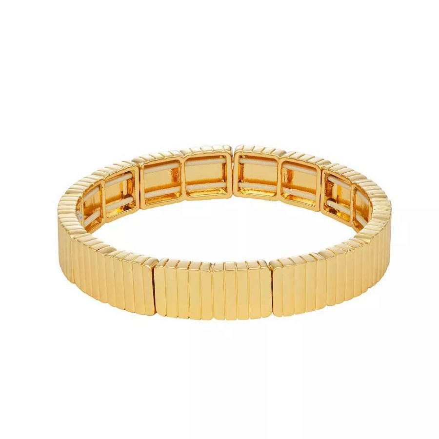 Jewelry * | Nine West Gold Tone Textured Stretch Bracelet